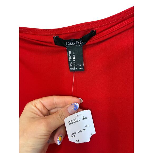 NWT Forever 21 Red Side Slit Body Con Dress Even Glam M Holiday Business Stretch - Picture 4 of 5